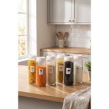 Feyza Design 6'lı Beyaz Kapaklı Cam Saklama Kabı Seti, 1500 Ml, Sızdırmaz, Kuru Gıda - Ahşap - Beyaz - Seçenek 1