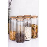 Feyza Design 6'lı Büyük Boy Cam Kavanoz Seti, Vakum Kapaklı, 1500 Ml, Erzak ve Bakliyat Saklama - Seçenek 1