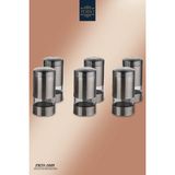 Feyza Design 6’lı Cam Kapaklı Inox Metal Baharatlık Seti Takımı, Şık ve Kullanışlı - Seçenek 1
