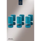 Feyza Design 6’lı Cam Kapaklı Mavi Metal Baharatlık Seti, Şık ve Kullanışlı Tasarım - Seçenek 1
