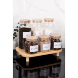 Feyza Design 6'lı Cam Kavanoz Seti, Vakum Kapaklı, Saklama Kapları, 1300 ml & 500 ml - Ahşap - Bej