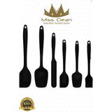 Feyza Design 6'lı Isıya Dayanıklı, Yanmaz, Yapışmaz Silikon Spatula Seti Siyah - Ahşap - Seçenek 1
