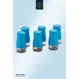 Feyza Design 6'lı Mavi Metal Baharatlık Seti, Cam Kapaklar, Şık ve Pratik Kullanım - Seçenek 1