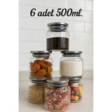 Feyza Design 6'lı Metal Kapaklı 500 ml Vakumlu Baharatlık Seti, Saklama Kabı ve Kavanoz - Seçenek 1