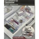 Feyza Design 6'lı Modüler Çekmece Düzenleyici Set, Çok Amaçlı ve Pratik Kullanım - Ahşap - Beyaz
