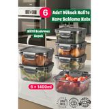 Feyza Design 6'lı Vakumlu Saklama Kabı Seti, 1400 Ml, Mikrodalga ve Derin Dondurucu Uyumlu - Ahşap - Seçenek 1
