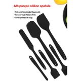Feyza Design 6’lı Yanmaz Silikon Spatula Seti, Mutfak Kaşık ve Bıçak Takımı - Ahşap - Seçenek 1