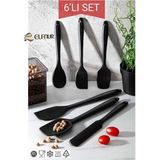 Feyza Design 6'lı Yanmaz ve Yapışmaz Mutfak Pasta, Yumurta, Kaşık, Bıçak ve Spatula Seti - Ahşap - Seçenek 1