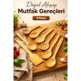 Feyza Design 8 Parça Doğal Ahşap Mutfak Servis Seti, El Işçiliği, Anneler Için - Ahşap - Ceviz - Seçenek 1