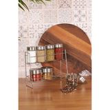 Feyza Design 8 Parça Metal Standlı Cam Baharat Takımı, Şık ve Pratik Kullanım - Seçenek 1