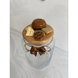 Feyza Design 800ML Seramik Vernikli Macaron Renkli Kavanoz, Şık ve Dayanıklı Tasarım - Ahşap - Ceviz