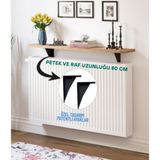 Feyza Design 80X18 cm Oval Kesim Petek Üstü Uçan Raf Kitaplık - Ahşap - Ceviz