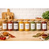 Feyza Design 8'li Borosilikat Cam Baharat Takımı, Bambu Kapak ve Kaşık, 300ML - Seçenek 1