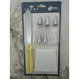 Feyza Design 9 Parça Pasta Dekorasyon Seti – Spatula, Krema Torbası, Duy ve Bağlantı Başlıkları - Cappuccino
