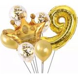 Feyza Design 9 Yaş Doğum Günü Seti: Şeffaf ve Gold Balonlar, Rakam Folyo Balonlar - 0,5 x 9 cm - Acem Lalesi Sarısı