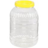 Feyza Design 9'lu 5l Plastik Pet Bidon Seti, Bal, Turşu ve Yağ Için Ideal - Ahşap - Beyaz