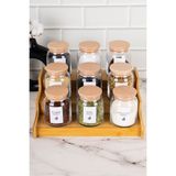 Feyza Design 9'lu Ahşap Kapaklı Katlı Baharatlık Cam Saklama Seti 300 ml - Seçenek 1
