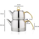 Feyza Design Ada Orta Boy Çaydanlık Takımı 4 Parça, Şık ve Kullanışlı Set - Açık Bej - Seçenek 1