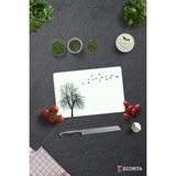 Feyza Design Ağaç ve Kuş Desenli Cam Kesme Tahtası, 20X30 Cm, Şık ve Dayanıklı Kullanım - Ahşap - Beyaz - Seçenek 1