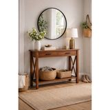 Feyza Design Ahşap Çift Çekmeceli Rustik Dresuar - 80X100 cm - Ahşap - Ceviz