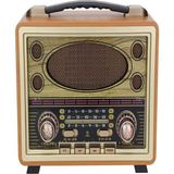 Feyza Design Ahşap Eskitme Bluetooth Hoparlör, Fm, Usb, Tf, Aux, Radyo, Am, M-2027BT - Altın
