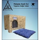Feyza Design Ahşap Kedi Evi Dış Mekan 61X41X36 cm Osb Minderli - Seçenek 1