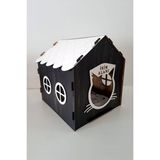 Feyza Design Ahşap Kedi Evi ve Rebab Dekoratif Çiftli Yatak Seti Hediye Zincirli Tasma - Seçenek 1