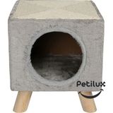 Feyza Design Ahşap Kedi Tırmalama Dedeği, Dayanıklı ve Doğal Ev Arkadaşı - Altın - Gri - Seçenek 1