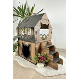 Feyza Design Ahşap L Model Teraslı Kedi Evi, Şık ve Dayanıklı Tasarım - Seçenek 1