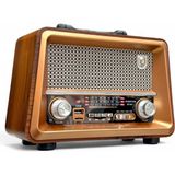 Feyza Design Ahşap Retro Radyo, Bluetooth ile Trend ve Nostaljik Tasarım - Ahşap - Ceviz
