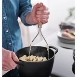 Feyza Design Ahşap Saplı 30 cm Patates Ezici Paslanmaz Çelik Manuel Ezme Aleti - Cappuccino - Seçenek 1