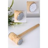 Feyza Design Ahşap Saplı Alüminyum Zeytin ve Et Kırıcı Tokmak - Altın - Yeşil - Seçenek 1