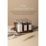 Feyza Design Ahşap Standlı 9'lu Cam Baharatlık Seti, 120 Ml, Gümüş Kapak, Beyaz Etiket - Seçenek 1