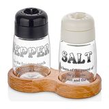 Feyza Design Ahşap Stantlı Tuzluk Biberlik Seti, 2X100 Ml, 3 Kademeli, Bpa Içermeyen - Seçenek 1