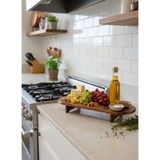 Feyza Design Akasya Ahşap Oval Ayaklı Kesme ve Sunum Tahtası, Doğal Masif Servis Standı - Ahşap - Ceviz - Seçenek 1