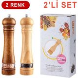 Feyza Design Akrilik ve Ahşap Baharat ve Tuz Öğütücü Seti, 22 Cm, 2'li, Renkli - Seçenek 1
