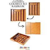 Feyza Design Ayarlanabilir Bambu 5-7 Bölmeli Çekmece Içi Kaşıklık, Pratik ve Şık Tasarım - Ahşap - Ceviz - Seçenek 1