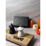 Feyza Design Baharat Öğütücü Seti, Karabiber ve Tuz Değirmeni, Siyah-Beyaz, 9 cm - Seçenek 1