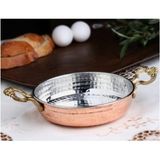 Feyza Design Bakır Sahan Tava, Kalay Kaplı, Pirinç Kulplu, 21 Cm, Şık ve Dayanıklı - Seçenek 1 - Ahşap - Beyaz