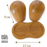 Feyza Design Bambu 2'li Tuzluk Biberlik Baharatlık Seti, Doğal ve Suya Dayanıklı - Seçenek 1
