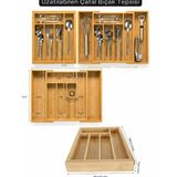 Feyza Design Bambu 5-7 Bölmeli Sürgülü Kaşıklık, Şık ve Pratik Mutfak Organizasyonu - Ahşap - Ceviz - Seçenek 1