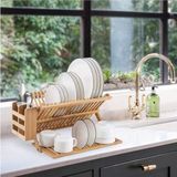 Feyza Design Bambu Bulaşıklık (Kaşıklık) V2, Şık ve Pratik Mutfak Düzeni Sağlar - Açık Bej - Seçenek 1