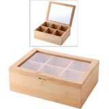 Feyza Design Bambu Çay Kutusu, 6 Gözlü, 24X16X7CM, Şık ve Doğal Tasarım - Altın