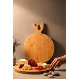 Feyza Design Bambu Geyik Dekorlu Yuvarlak Kesme Tahtası, Şık ve Kullanışlı 38X28 cm - Ahşap - Bej - Seçenek 1