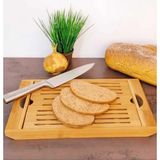 Feyza Design Bambu Izgaralı Hazneli Ahşap Ekmek Kesme Tahtası ve Sunum Tepsisi 36,5X22CM - Ahşap - Bej - Seçenek 1