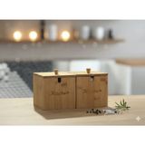 Feyza Design Bambu Kapaklı 2'li Şekerlik ve Baharatlık Seti, 12X12 cm - Seçenek 1