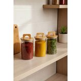 Feyza Design Bambu Kapaklı 3'lü Baharatlık Seti, 15 Cm, Şık ve Pratik Kullanım - Seçenek 1