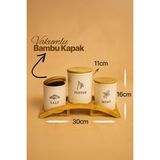 Feyza Design Bambu Kapaklı Köprü Standlı 3'lü Porselen Baharatlık Seti, Vakumlu, 30X16 cm - Seçenek 1