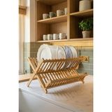 Feyza Design Bambu Katlanabilir Bulaşıklık, Ahşap, 47X32, Pratik ve Şık Tasarım - Ahşap - Ceviz - Seçenek 1