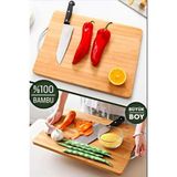 Feyza Design Bambu Kesme Tahtası Lüx Büyük Boy Çelik Saplı Peynir Servis Sunum Tepsi - Ahşap - Ceviz - Seçenek 1